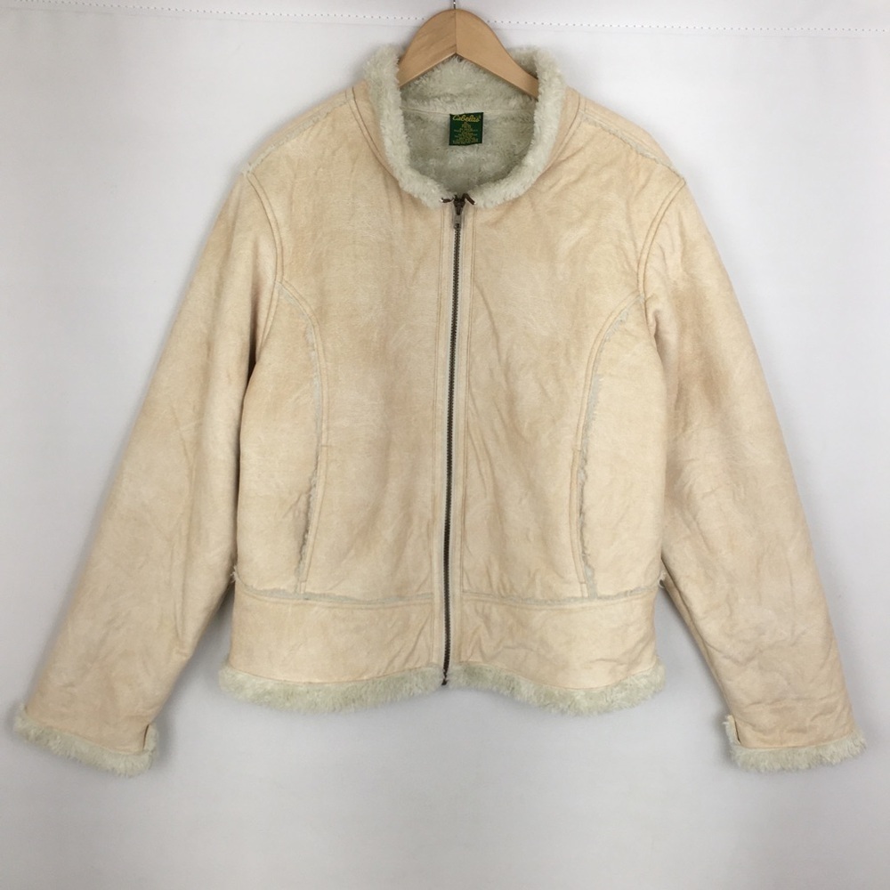 Cabela's Women’s Shearling Coat Faux Suede Fur Winter Jacket Tan Size XL - Picture 1 of 10